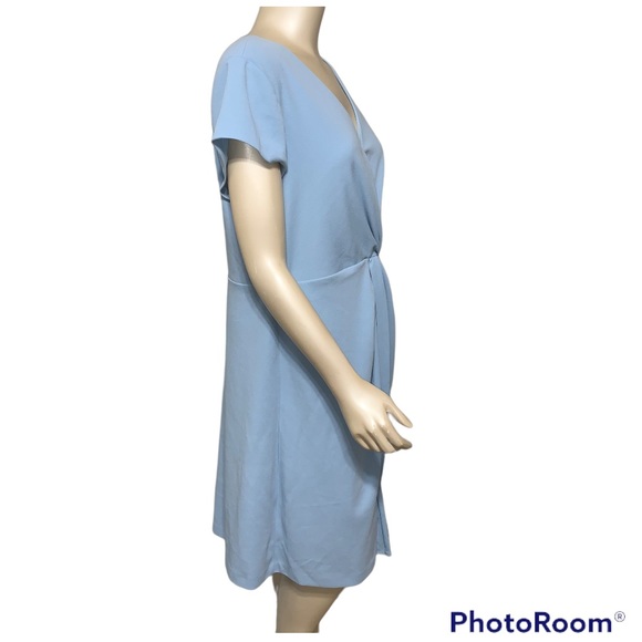 ✨NWT✨ Adrianna Papell DRAPED AND PLEATED CREPE SHORT DRESS IN BLUE MIST - Picture 7 of 13